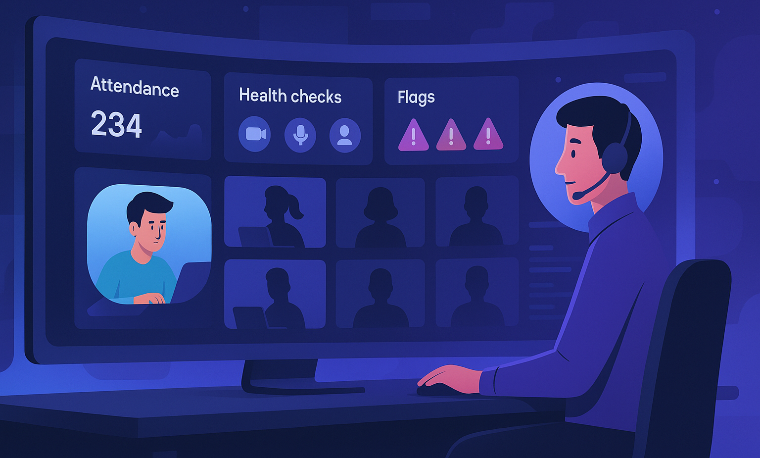 Observer console with tiles and flags